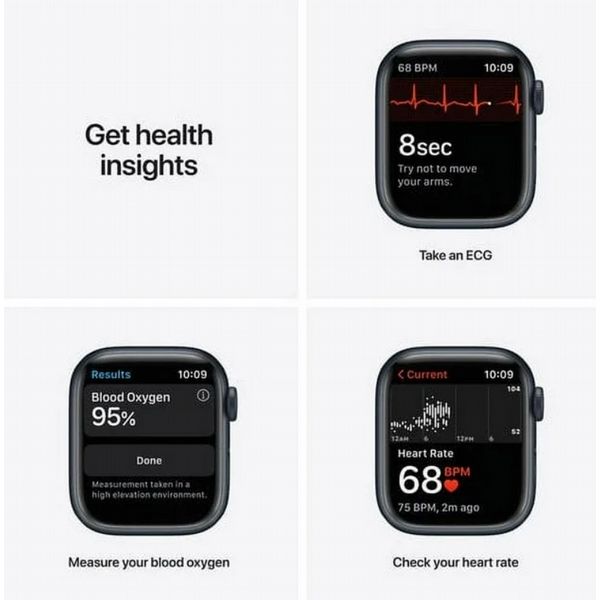 Refurbished Apple Watch Series 7 45mm Space Grey Aluminum Case, Space Grey Sport Strap, GPS. LIKE NEW